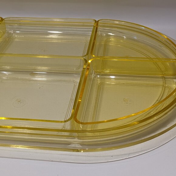 Vintage 70s Yellow André Morin Large Oval Serving Tray Party Buffet Platter - Picture 4 of 8